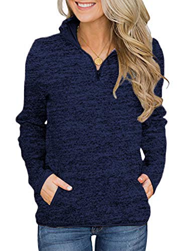 Product Cover AIMICO Womens 1/4 Zip Pullover Sweatshirt Long Sleeve Stand Collar Shirt with Pockets