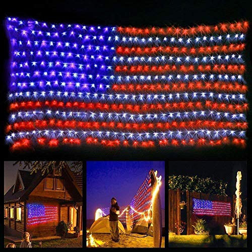 Product Cover 420 LED 6.5ft×3.3ft American Advanced Flag String Lights (Super Larger & Safer), Outdoor Lighted USA Flag Waterproof Hanging Ornaments for Independence Day, July 4th, National Day, Memorial Day