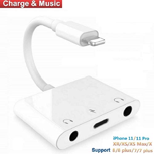 Product Cover Dual 3.5mm Headphone Jack Adapter (3 in 1) Audio Charging Splitter Compatible for iPhone 11/11pro/11 mas/Xs/XS Max/XR/X / 7/7 P/8/8 P Support to Music and Charge Suitable for 10-12.1 System Above