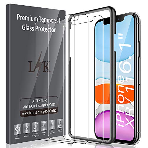 Product Cover LK Screen Protector for iPhone 11 and iPhone XR 6.1'' Tempered Glass - 3 Pack (Easy Installation Tray) 9H Hardness, Case Friendly, HD Clear Film