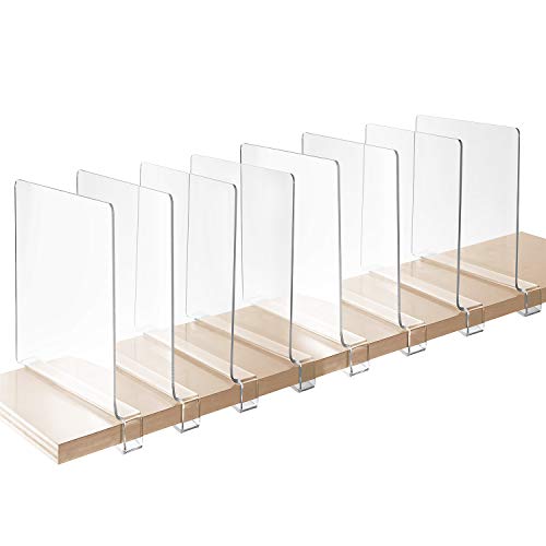 Product Cover StorageMaid - Acrylic Shelf Dividers for Bedroom Closets, Kitchen Cabinets, Wood Shelves, Bookcases and Libraries - Versatile, Multi-Functional Organizers for Home and Office - Clear (8)