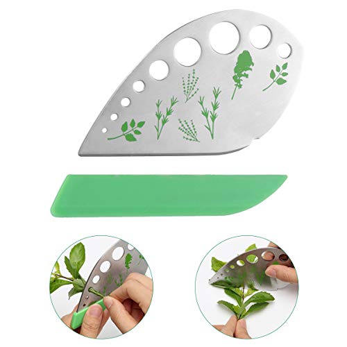 Product Cover Herb Stripper 9 holes, Luxiv Stainless Steel Kitchen Herb Leaf Stripping Tool LooseLeaf Kale Razor Metal Herb Pealer for Kale, Chard, Collard Greens, Thyme, Basil, Rosemary (1 pack)