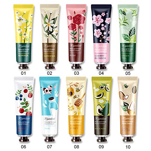 Product Cover BONNIESTORE 10 Pack Plant Fragrance Hand Cream, Moisturizing Hand Care Cream Travel Gift Set With Natural Aloe And Vitamin E For Men And Women-30ml