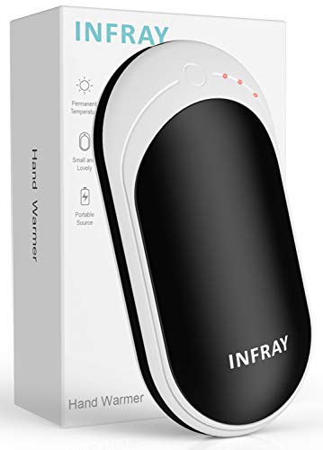 Product Cover infray Hand Warmers, Rechargeable 5200mAh Power Bank Electric Hand Heater USB Portable Charger Double-Sided Heating Pocket Hand Warmer, Safe Heat Therapy Pain Relief Winter Gift for Women Men - Black