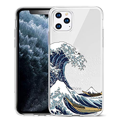 Product Cover Unov Clear with Design for iPhone 11 Pro Case Slim Protective Soft TPU Bumper Embossed Pattern Cover 5.8 Inch (Great Wave)