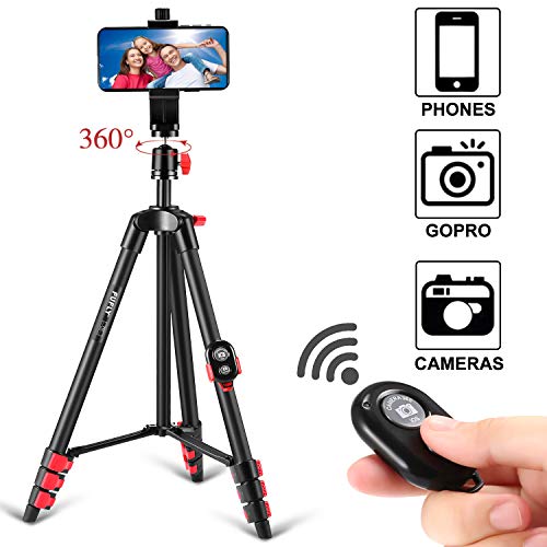 Product Cover Fufly Phone Tripod,54 inch Adjustable Travel Video Tripod with Smartphone Bluetooth Remote&Cell Phone Mount Holder for Camera GoPro/Mobile Cell Phone iPhone Xs/Xr/Xs Max/X/8/Galaxy Note 9