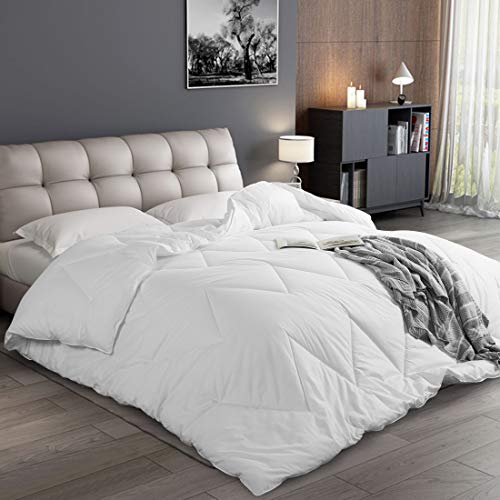 Product Cover Abakan Luxury Down Alternative Comforter Queen Size 100% Cotton Cover-Soft No Sound,Fluffy,Stand Alone Comforter,Washable, Hypo-allergenic,Hotel Quality Quilted with 4 Corner Tabs,88x88 inch-White