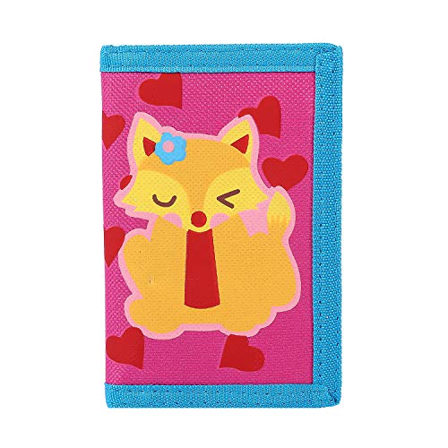 Product Cover RFID Trifold Canvas Outdoor Cartoon Wallet for Kids/Slim Front Pocket Wallet with Zipper (Fox)