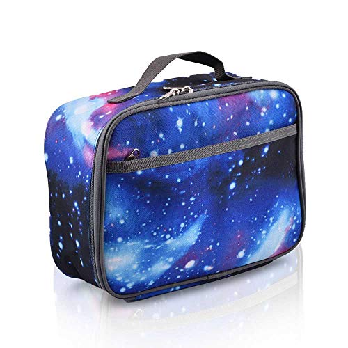 Product Cover Lunch Box for Girls, Boys, Kids, Soft Sided Compartments, Cool Galaxy Style Lunch Bag, Insulated, Food Safe, 10.63in x 8.08in x 4.13in, Purple