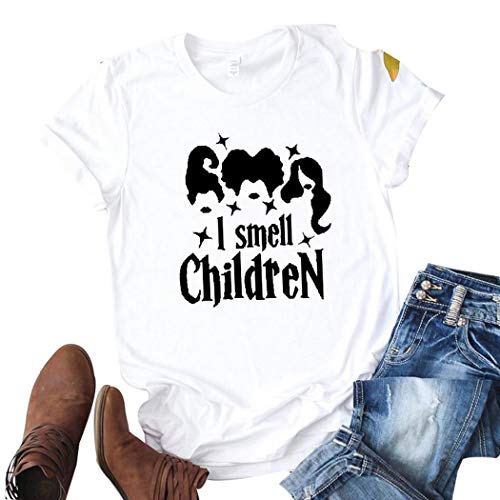 Product Cover eubell Letter Printed Tee Shirt I Smell Children Halloween Tops for Women Girls