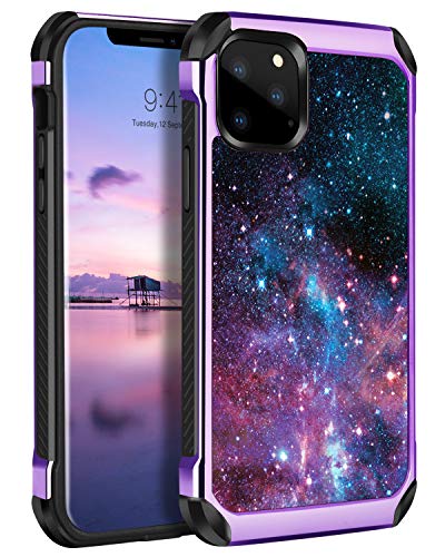 Product Cover DOMAVER iPhone 11 Pro Max Case, iPhone 11 Pro Max Phone Cases Dual Layer Heavy Duty Shockproof Soft TPU Bumper Hard PC Cover with Purple Nebula Stars Protective Case for iPhone 11 Pro Max 6.5