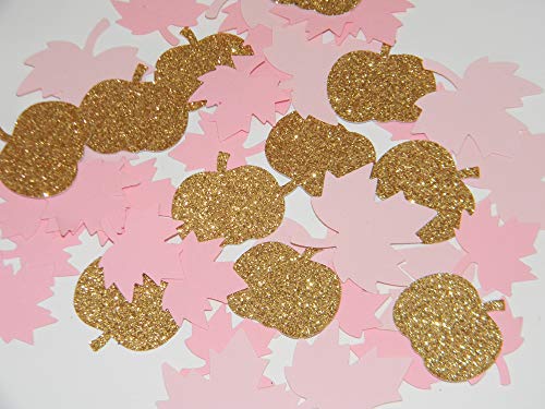 Product Cover Little Pumpkin Confetti Pink & Gold Glitter - 100 pieces - Baby Shower Birthday My Little Pumpkin Party Decor