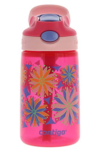Product Cover Contigo AUTOSPOUT Kids Gizmo Flip Water Bottle, 14oz Sprinkles Flowers Graphic - Leak & Spill Proof Bottles for Home or Travel - Easy-Clean, Dishwasher Safe - Press Button for Pop Up Straw