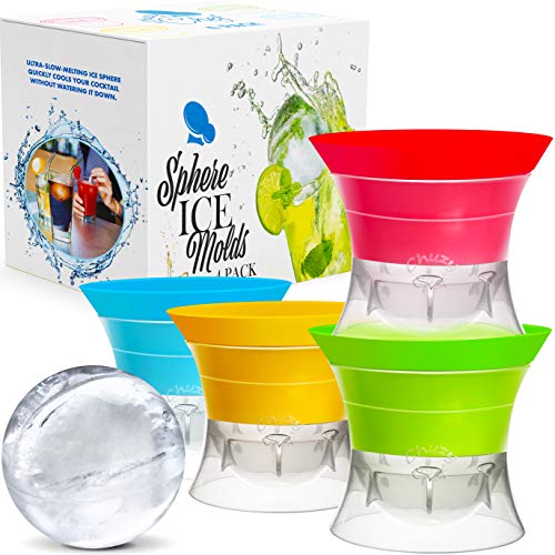 Product Cover Sphere Ice Maker ball Molds - Super Large Clear Rubber reusable plastic opal Ice Mold Round Small Ice Cubes Drinks Silicone Tray Silicon Whiskey Ice Cube Trays Balls Makers With Lids - Great Novelty