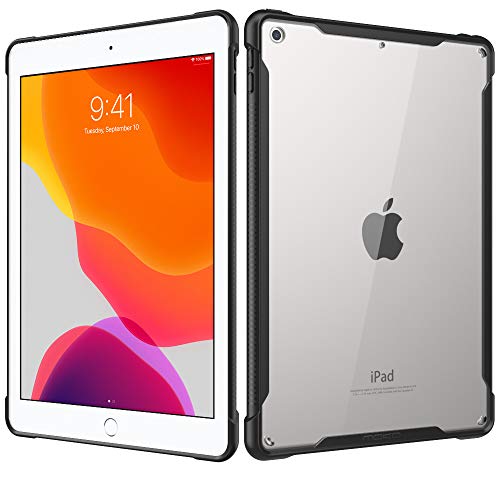Product Cover MoKo Case Fit New 2019 iPad 10.2, Anti-Scratch Transparent Hard PC Back and Shock Absorption Flexible TPU Soft Edge Bumper Slim Protective iPad 10.2 Cases for iPad 7th Generation 2019 - Black