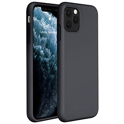 Product Cover Miracase Liquid Silicone Case Compatible with iPhone 11 Pro Max 6.5 inch(2019), Gel Rubber Full Body Protection Shockproof Cover Case Drop Protection Case (Black)