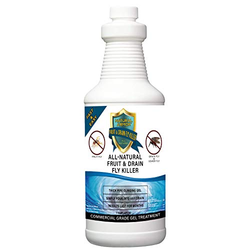 Product Cover Fruit Fly & Drain Fly Killer - Simple & Safe Commercial Drain Gel Treatment - Eliminates Gross Fruit Flies, Drain Flies, Sewer Flies & Gnat Infestations From Any Drain. Fast & Easy (32 OZ - QUART)