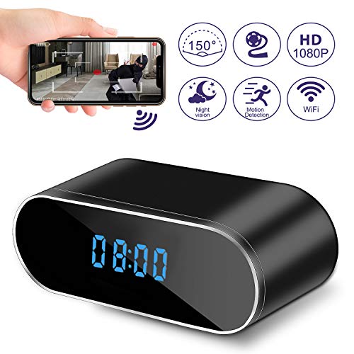 Product Cover Hidden Camera Clock, WiFi Spy Camera Wireless Hidden, 1080P Nanny Cameras and Hidden Cameras with Night Vision and Motion Detective, Perfect 150 Angle Camera Alarm Clock for Home Security 【New APP】
