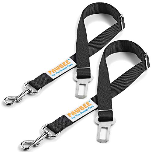 Product Cover PAWBEE Car Dog Seat Belt - 2 Pack Safety Pet Seatbelt - Adjustable Car Seatbelt For Dogs - Dog Seat Belt For Vehicles - Safety Dog Car Seat Belt - Durable Nylon Dog Seatbelt With Stainless Hook & Clip