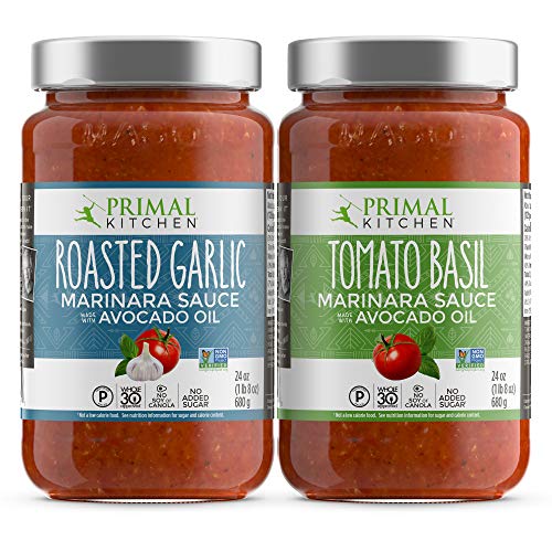 Product Cover Primal Kitchen Marinara Tomato Sauce 2 Pack, Whole 30 Approved - 1 Tomato Basil & 1 Roasted Garlic