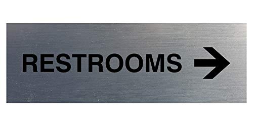Product Cover Signs ByLITA Basic Restrooms Right Arrow Directional Sign (Brushed Silver) - Large