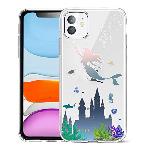 Product Cover Unov Case Clear with Design for iPhone 11 Case Slim Protective Soft TPU Bumper Embossed Pattern Cover 6.1 Inch (Mermaid Castle)
