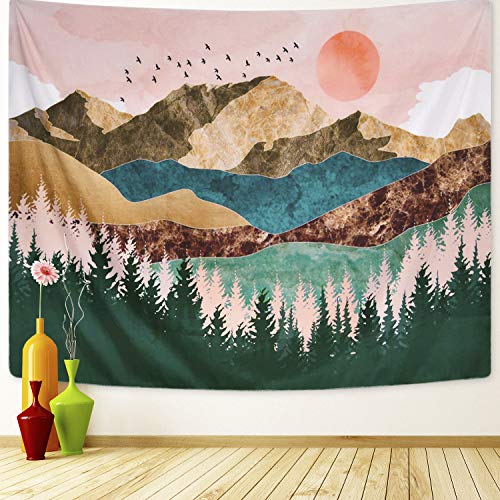 Product Cover ARFBEAR Mountain Tapestry Forest Tree Popular Wall Hanging Tapestry Nature Landscape Green and Brown Beach Blanket