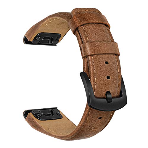 Product Cover TRUMiRR Watchband for Fenix 6/5 / 5 Plus, 22mm Quick Release Easy Fit Watch Band Genuine Cowhide Leather Strap Sports Wristband for Garmin Fenix 6/5 / 5 Plus/Instinct/Forerunner 935/945