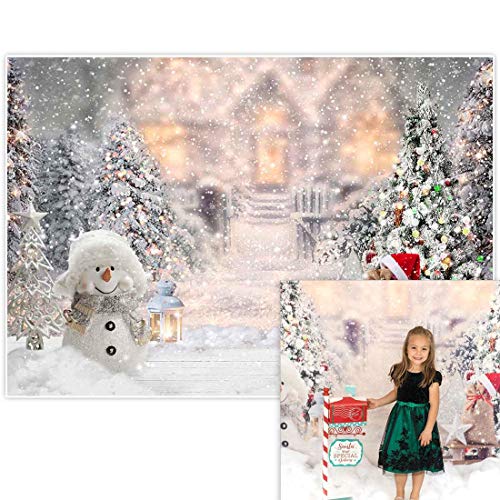 Product Cover Allenjoy 7x5ft Winter Christmas Backdrop for Photography Snowman Pine Tree Snowflake Portrait White Background Newborn 1st Birthday Children Baby Shower Party Decorations Photo Shoot Props Supplies
