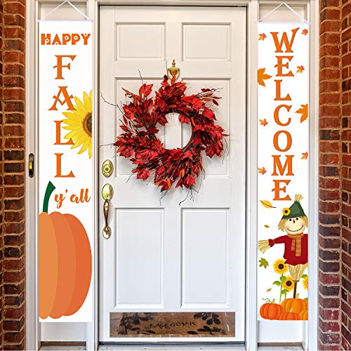 Product Cover Happy Fall Hanging Banner Welcome Sign Autumn Door Decoration