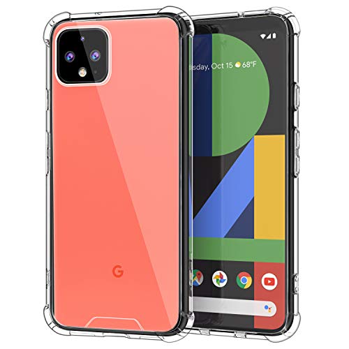 Product Cover MoKo Compatible with Google Pixel 4 Case, Crystal Clear Reinforced Corners TPU Bumper + Anti-Yellow Anti-Scratch Transparent Hard Panel Cover for Google Pixel 4 5.7 inch 2019 - Crystal Clear