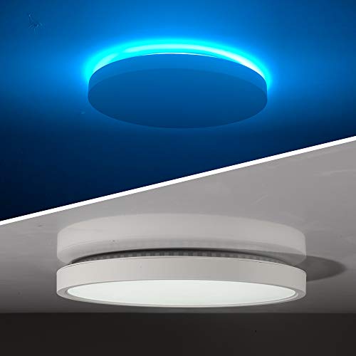 Product Cover TALOYA LED Flush Mount Ceiling Light with Back Atmosphere Light (Ice Blue), 24W Round 12 Inch Low Profile Surface Mount Light Fixture for Bedroom Living Dining Room, Easy Installation