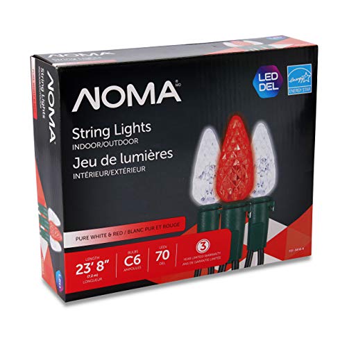 Product Cover NOMA LED Christmas Lights | 70-Count C6 Red & Pure White Bulbs | 23' 8