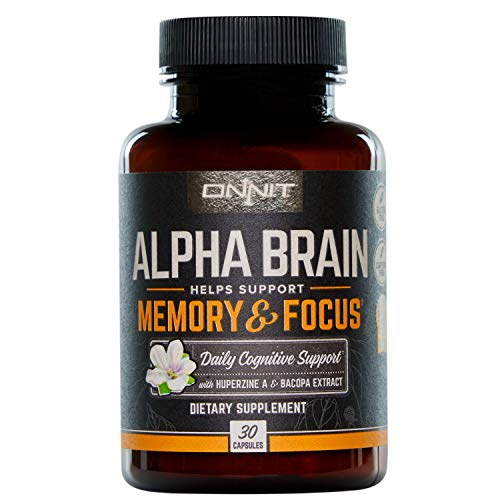Product Cover ONNIT Alpha Brain (30ct) - Over 1 Million Bottles Sold - Nootropic Brain Booster Supplement - Promotes Focus, Concentration & Memory - Alpha GPC, L Theanine, Bacopa Monnieri, Huperzine A, Vitamin B6