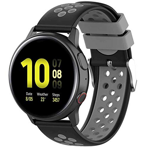 Product Cover Fit for Samsung Galaxy Watch Active 2 40mm/ 44mm Watch Bands, Garmin Vivoactive 3 Music Bands, 20mm Quick Release Silicone Band Straps Wristbands for Galaxy Watch 42mm Women Men (Gray)