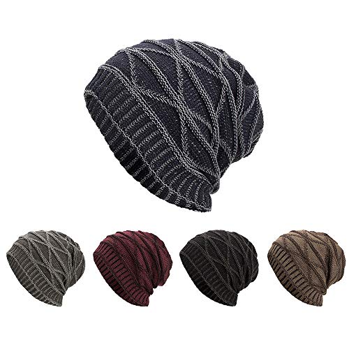 Product Cover NRUTUP Winter Hats, Unisex Warm Hat, Skull Cap, Ski Hat, Knit Hat Slouchy Beanies Winter Warm Knit Hat Fleece Lining