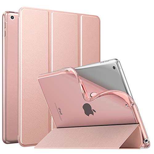 Product Cover MoKo Case Fit New iPad 10.2 2019 (10.2 inch) - iPad 7th Generation 2019 Case with Stand, Soft TPU Translucent Frosted Back Cover Slim Smart Shell, Auto Wake/Sleep - Rose Gold