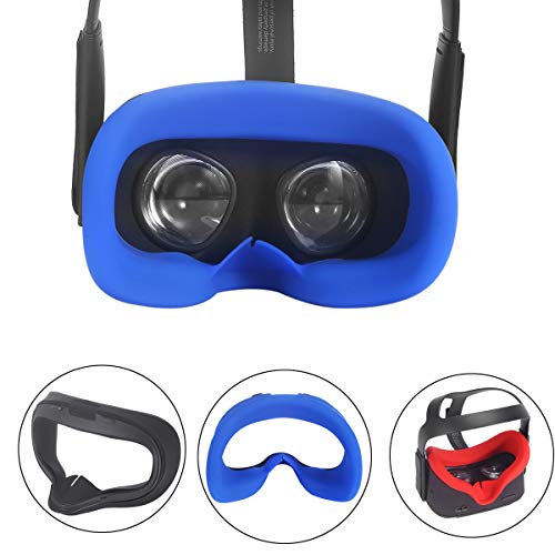 Product Cover Esimen VR Face Silicone Mask Pad & Face Cover for Oculus Quest Face Cushion Cover Sweatproof Lightproof (Blue)