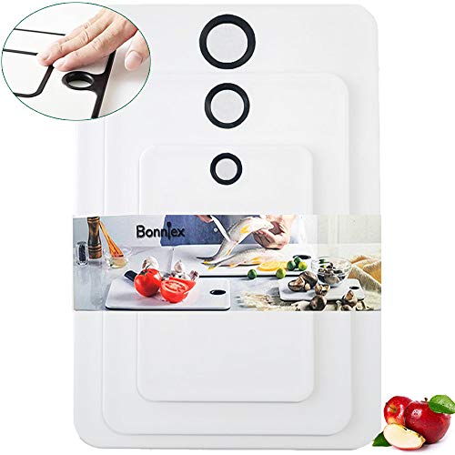 Product Cover Bonniex Cutting Board (3-Piece) for kitchen, Durable Plastic Chopping Board, Utlitly Serving Board with Non-Slip Design, BPA-Free, Non-Porous, Dishwasher Safe