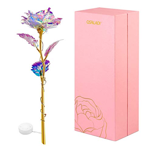Product Cover OSALADI Colorful Luminous Rose Artificial LED Light Gifts Mother's Day Thanksgiving Valentine's Day Girl's Birthday Party, Best Gifts for Wife Girl Friend