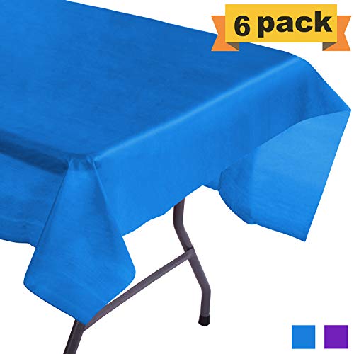 Product Cover SWEET N LUX 6 Pack Plastic Tablecloth - 54 x 108 inch Waterproof Heavy-Duty Plastic Table Cover for Rectangle Tables, Ideal for Parties and Events - Thick Disposable Table Cloth - Royal Blue