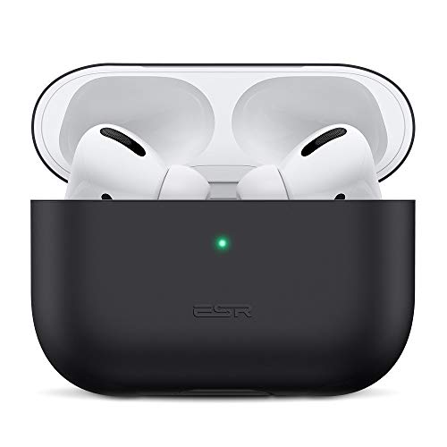 Product Cover ESR Protective Silicone Cover for AirPods Pro (2019 Release), Breeze Plus Series Hingeless Ultra-Thin Case Skin, Slim-Fit, Visible Front LED, Shock & Scratch-Resistant, Black