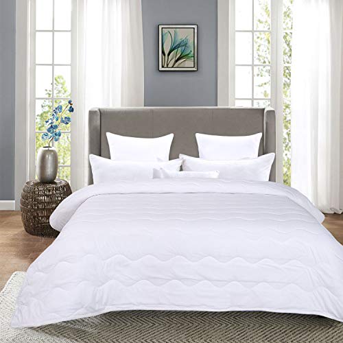 Product Cover HOMBYS Lightweight Twin Goose Down Alternative Quilted Comforter Twin Size - All Season Plush Microfiber - Machine Washable Duvet Insert- Warmth Hypoallergenic Bed Comforter with Tabs(Twin,White)