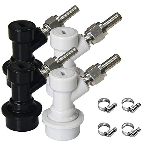 Product Cover Ball Lock Keg Disconnect Set - LUCKEG Brand Ball Lock MFL Disconnects with Stainless Steel Swivel Nuts and Worm Clamp 2 Pairs