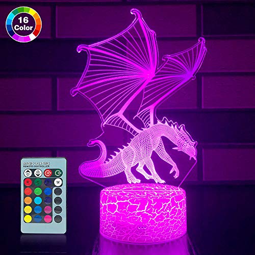 Product Cover SETIFUNI Dragon lamp Dragon Toys Night Light 16 Colors Changing 3D Optical Illusion Bedside Lamp Birthday Gifts for 3 4 5 6+Years Old Boys and Girls