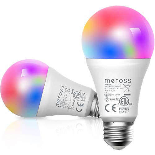 Product Cover meross Smart Wi-Fi LED Bulb, Multiple Colors, 2700K-6500K RGB, 810 Lumens 60W Equivalent, Compatible with Alexa, Google Assistant and IFTTT, E26 Light Bulb, No Hub Required - Upgrade Versions (2 Pack)