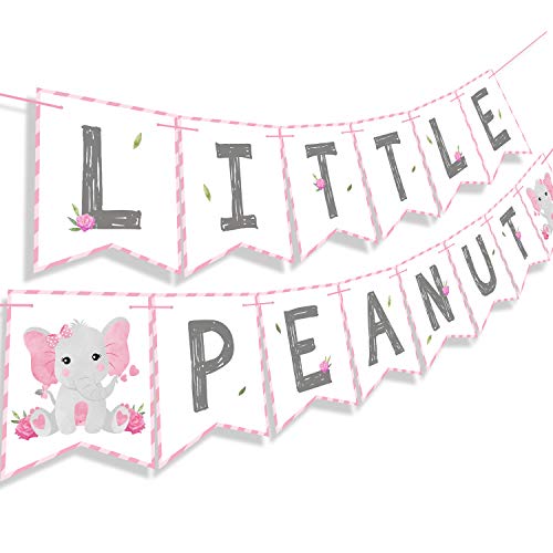 Product Cover Faisichocalato Pink Little Peanut Banner Pink Elephant Baby Shower Baby Girl Welcome Baby Banner Elephant Party Supplies Decorations