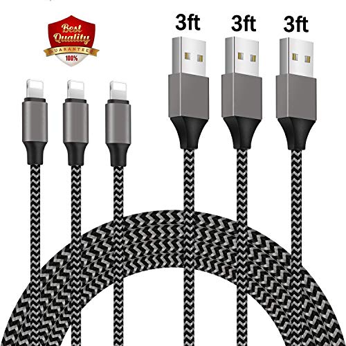 Product Cover iPhone Charger, Lightning Cable 3Pack 3FT iPhone Charger Cable Cord Compatible iPhone XR XS XSMax X 8 8Plus 7 7Plus 6s 6sPlus 6 6Plus SE 5 5s 5c iPad iPod & More