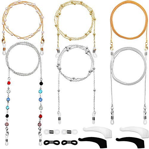 Product Cover 6 Pieces Eyeglass Chains Elegant Eyewear Retainer Beaded Eyeglass Strap Holder