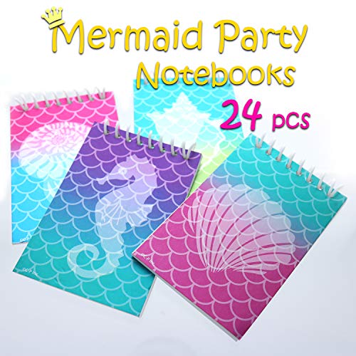 Product Cover GIFTEXPRESS 24 pcs Mermaid Spiral Hardcover Notepads in 4 Designs, 3.5